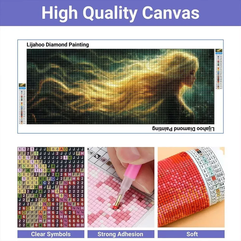 Angel Diamond Painting Kits for Adults, Woman Diamond Art Kits for Adults Beginners, DIY Full Square Drill Paint by Numbers Gem Arts and Crafts, for Home Wall Decor, Gifts for Women, 100x40 inch D-45