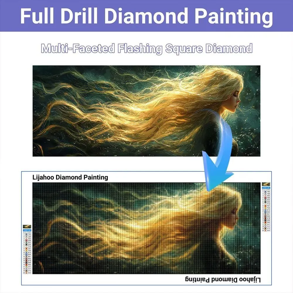 Angel Diamond Painting Kits for Adults, Woman Diamond Art Kits for Adults Beginners, DIY Full Square Drill Paint by Numbers Gem Arts and Crafts, for Home Wall Decor, Gifts for Women, 100x40 inch D-45