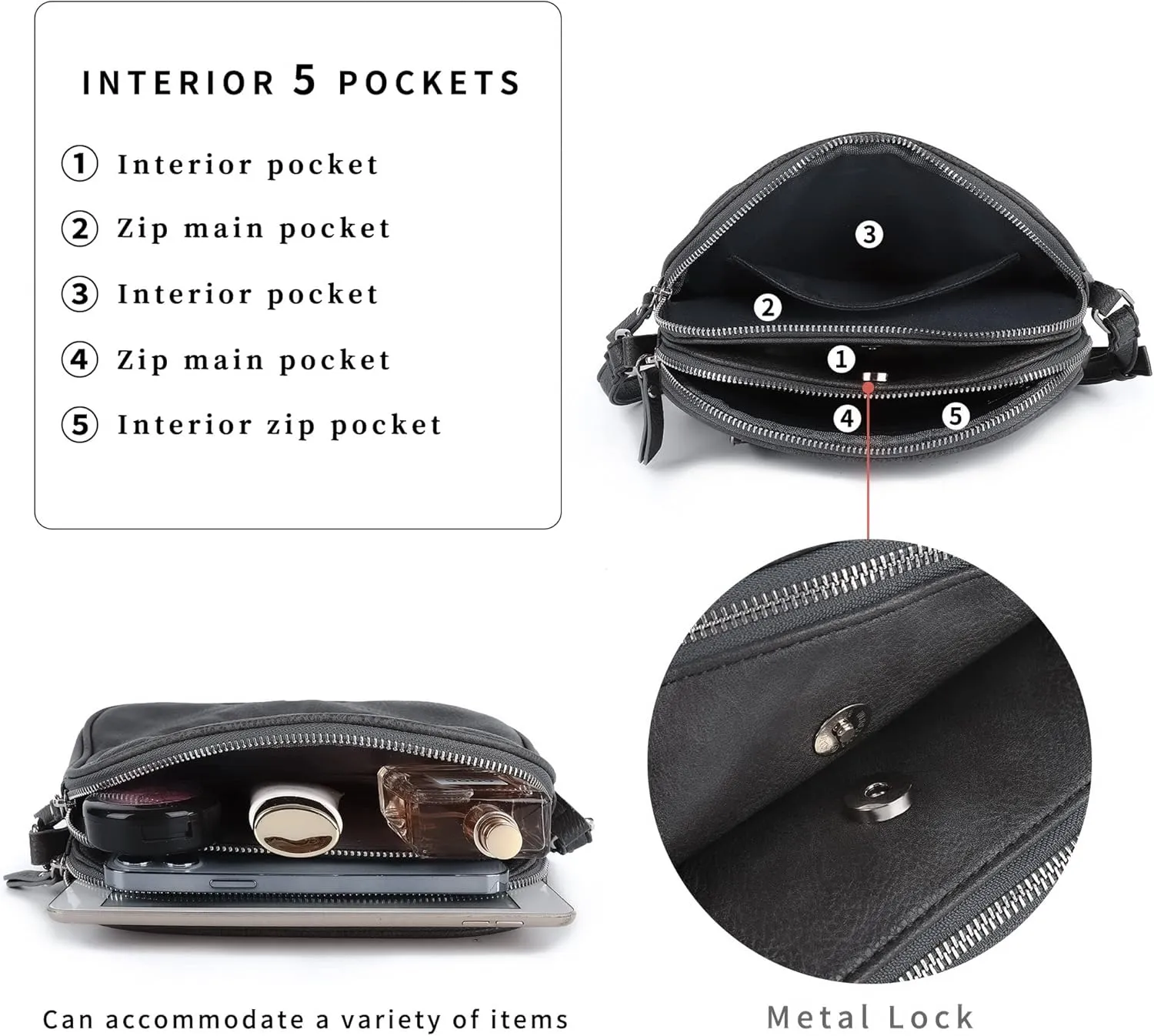 Angel Kiss Designer Crossbody Purses For Women Zipper Pocketbook Bags With Adjustable Straps