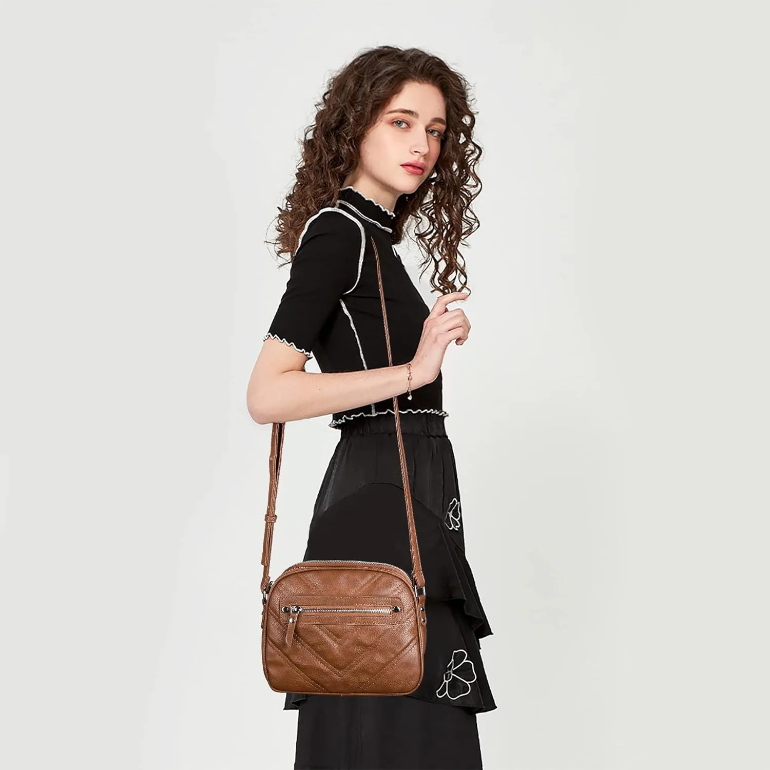 Angel Kiss Designer Crossbody Purses For Women Zipper Pocketbook Bags With Adjustable Straps