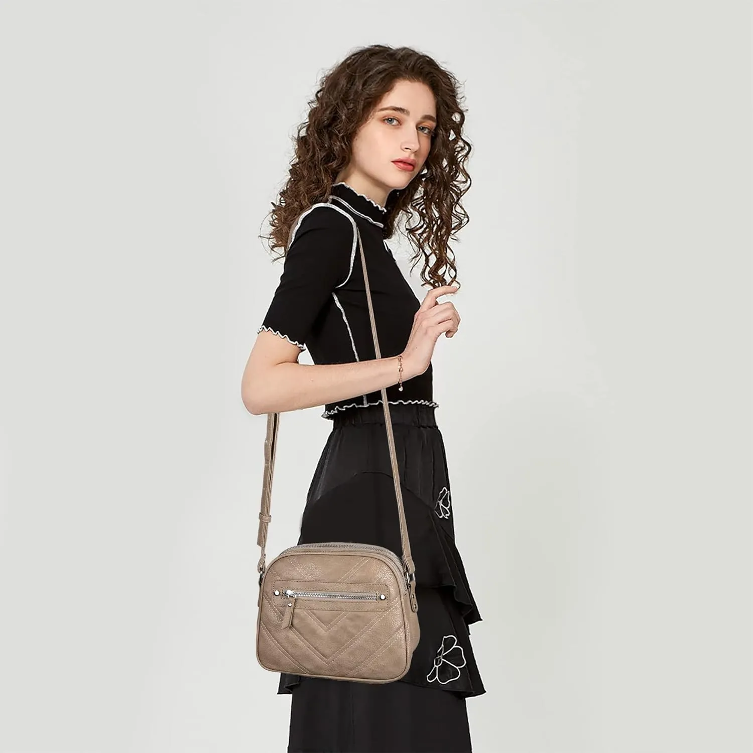 Angel Kiss Designer Crossbody Purses For Women Zipper Pocketbook Bags With Adjustable Straps