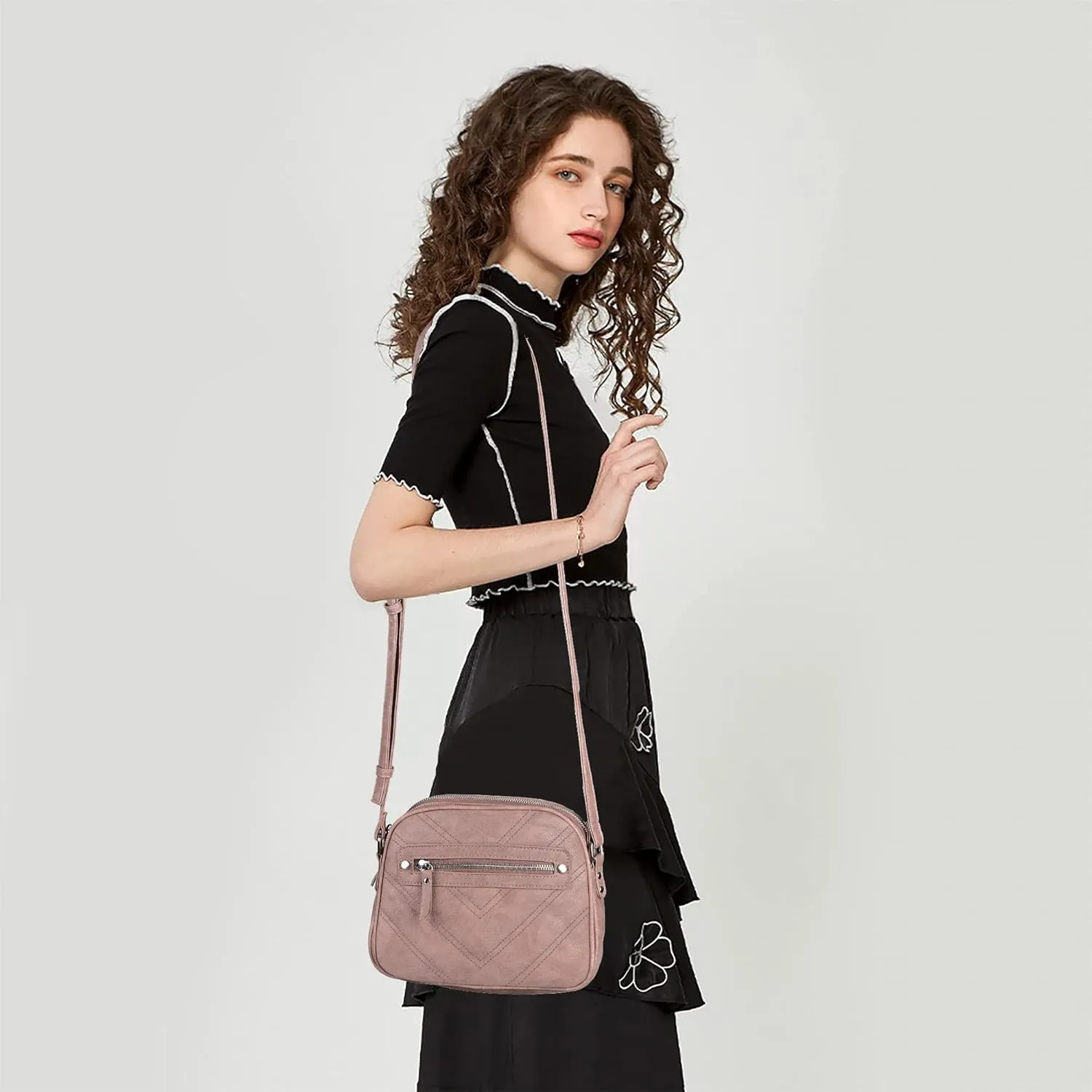 Angel Kiss Designer Crossbody Purses For Women Zipper Pocketbook Bags With Adjustable Straps