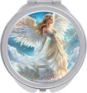 Angel Wings Compact Makeup Mirror Mini Foldable Cosmetic Mirror Portable Travel Mirror for Purse Pocket