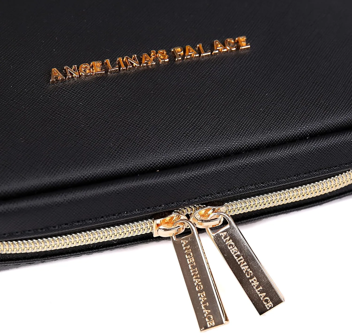 Angelina's Palace Large Jewelry Organizer Case Bridesmaid Gifts Vegan Leather Waterproof Travel Jewelry Storage Bag for Necklace Earring Bracelet Ring(black)