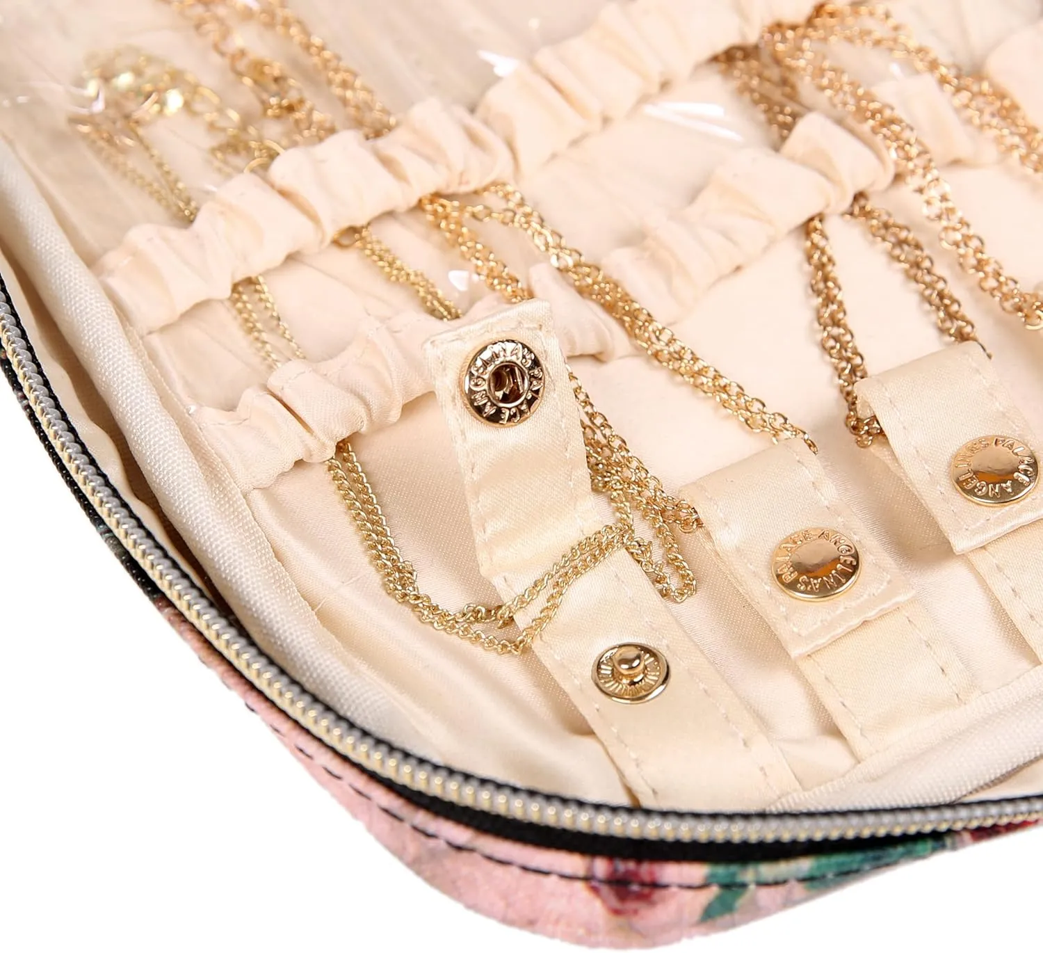 Angelina's Palace Large Jewelry Organizer Case Bridesmaid Gifts Vegan Leather Waterproof Travel Jewelry Storage Bag for Necklace Earring Bracelet Ring(blossom victorian)