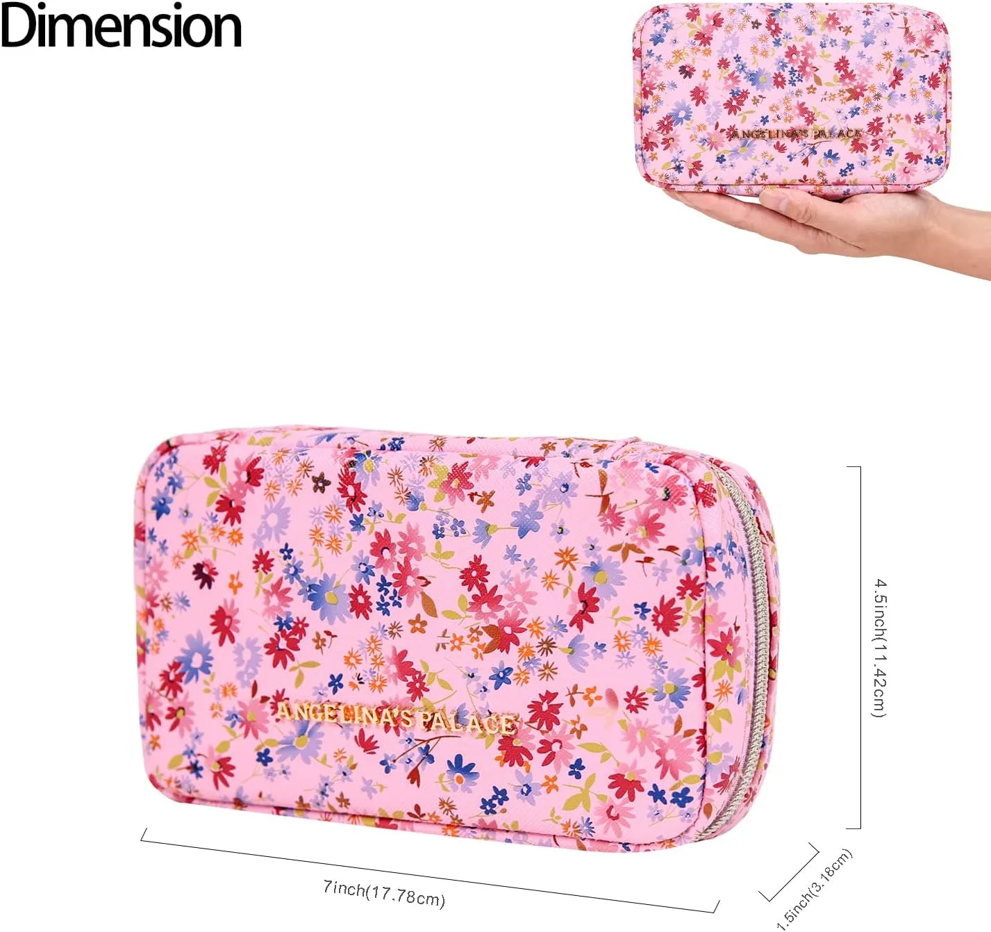 Angelina's Palace Small Waterproof Jewelry Organizer Case Vegan Leather Travel Storage Bag Bridesmaid Gifts for Necklace Earring Bracelet Ring(blossom pink)