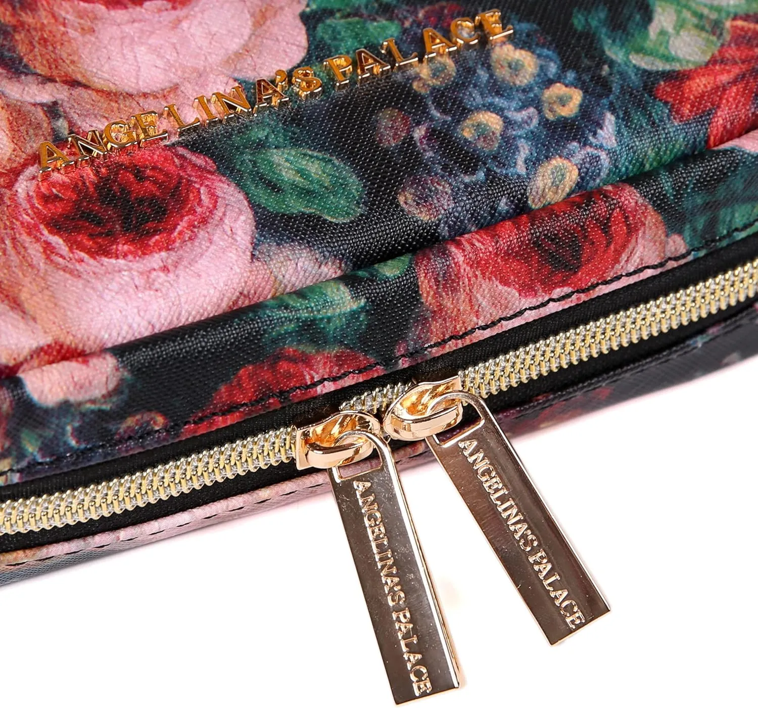 Angelina's Palace Small Waterproof Jewelry Organizer Case Vegan Leather Travel Storage Bag Bridesmaid Gifts for Necklace Earring Bracelet Ring(blossom victorian)