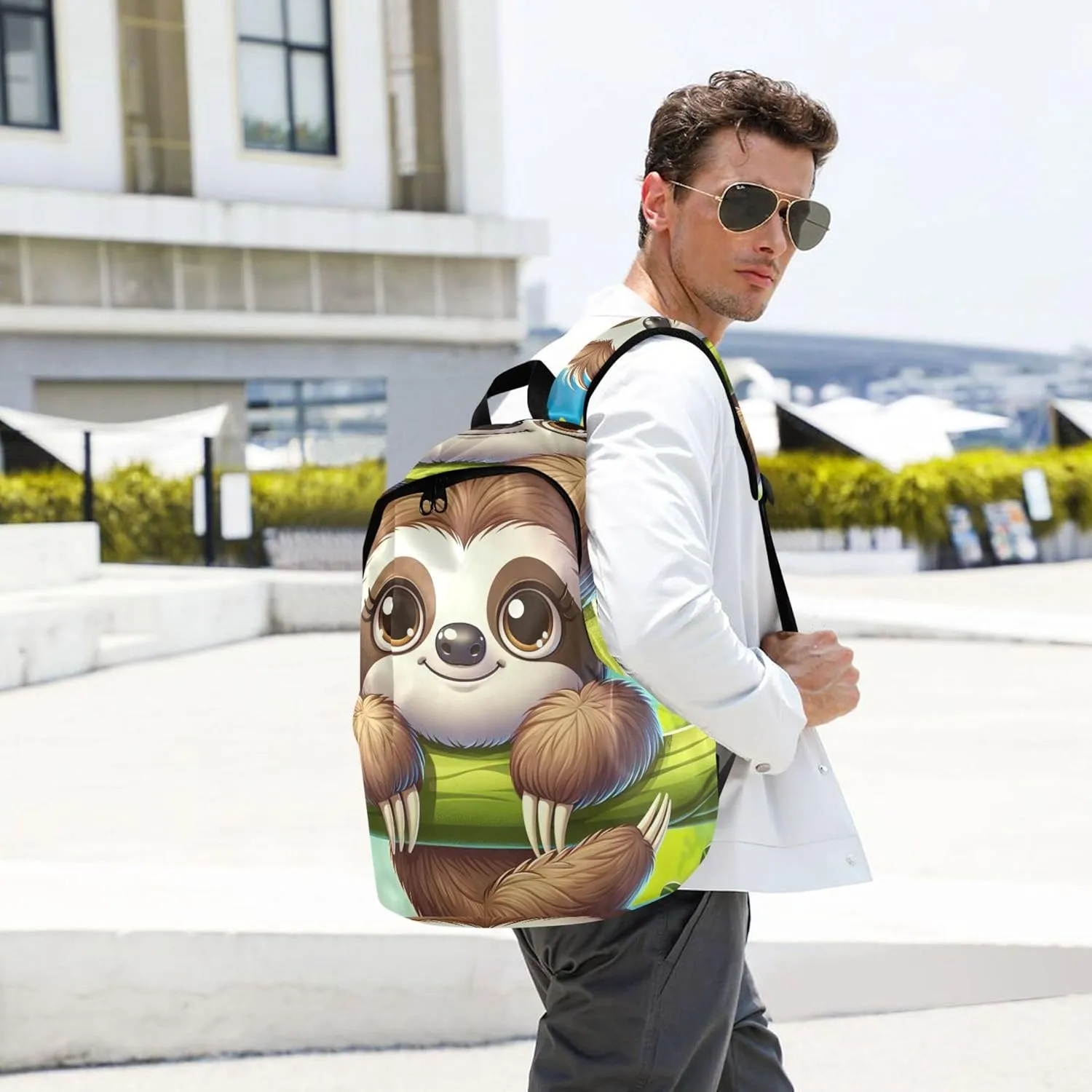 Animal Print Cute Woman Casual Daypack Backpacks Personalized Cartoon Cute Sloth School Bookbag for Teen Girls