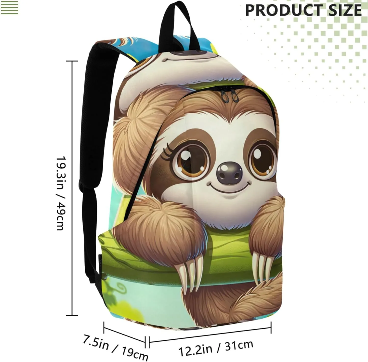 Animal Print Cute Woman Casual Daypack Backpacks Personalized Cartoon Cute Sloth School Bookbag for Teen Girls