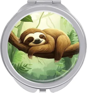 Animal Sloth Compact Makeup Mirror Mini Foldable Cosmetic Mirror Portable Travel Mirror for Purse Pocket