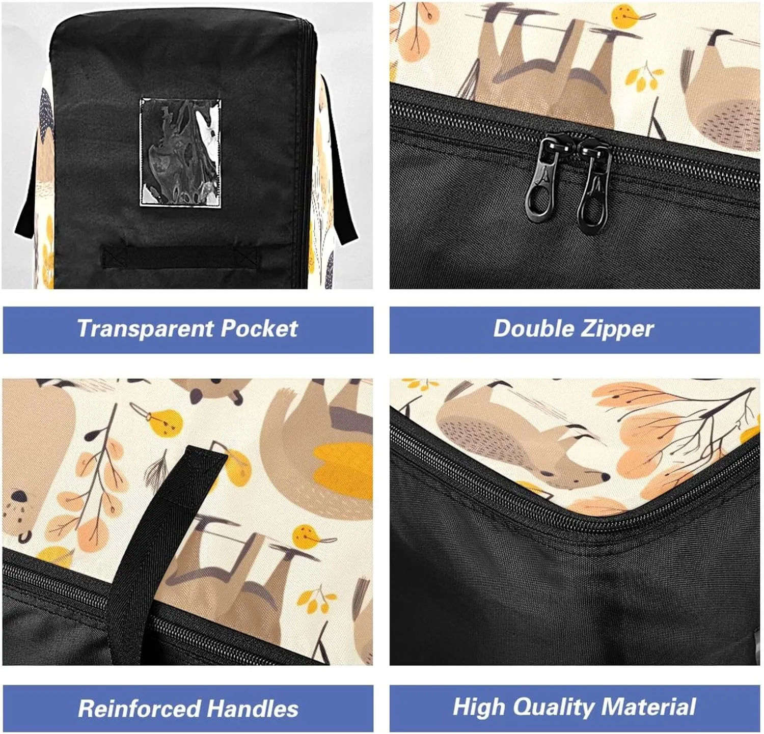 Animals Storage Bag, 27.5x19.7x11 in, Extra Large Storage Duffle Bag with Zippers and Handles Space Saving Packing Totes for Moving Supplies Storage