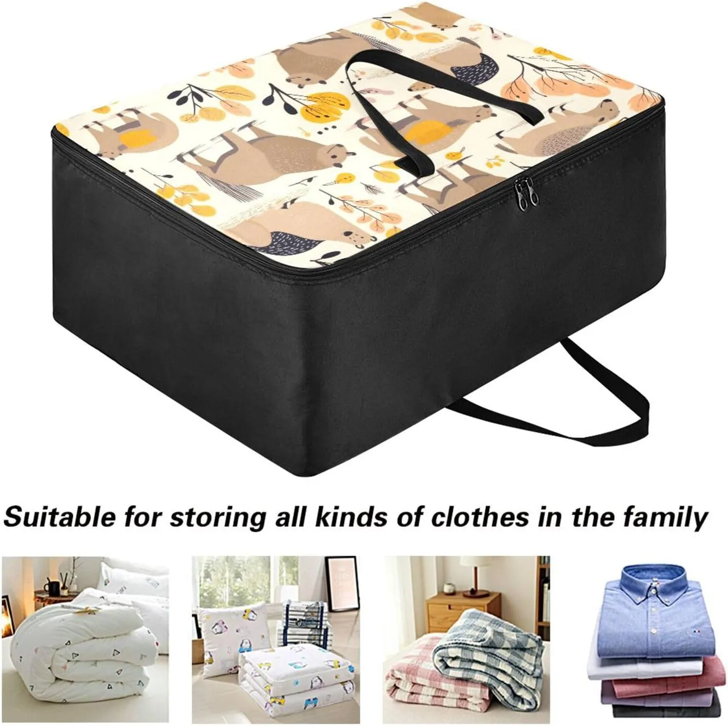 Animals Storage Bag, 27.5x19.7x11 in, Extra Large Storage Duffle Bag with Zippers and Handles Space Saving Packing Totes for Moving Supplies Storage