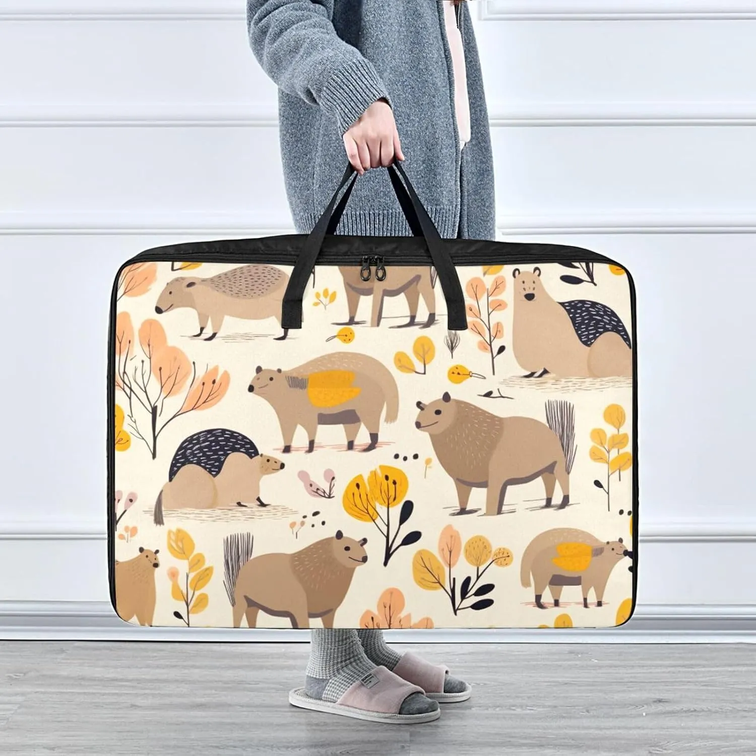 Animals Storage Bag, 27.5x19.7x11 in, Extra Large Storage Duffle Bag with Zippers and Handles Space Saving Packing Totes for Moving Supplies Storage