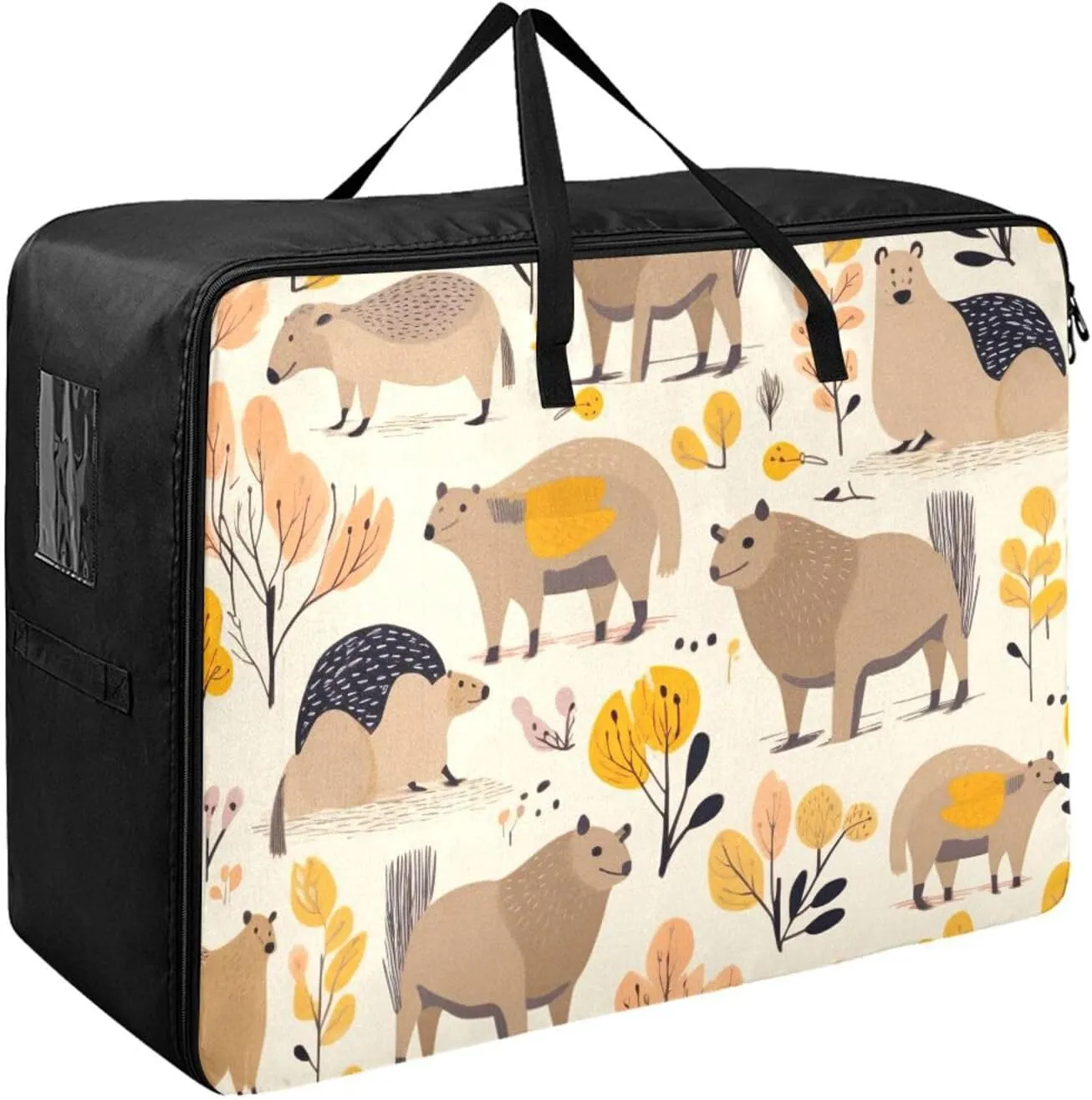 Animals Storage Bag, 27.5x19.7x11 in, Extra Large Storage Duffle Bag with Zippers and Handles Space Saving Packing Totes for Moving Supplies Storage