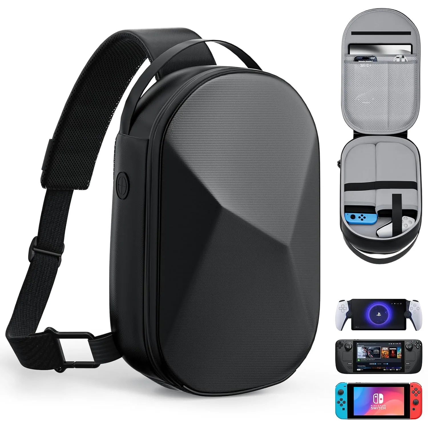 annapro Carrying Case for Switch 2 (2025)/Switch/PS5 Portal/Steam Deck/Steam Deck OLED/Legion Go, Protective Hard Shell Travel Case for AC Adapter, Docking Station, Console and Game Accessories