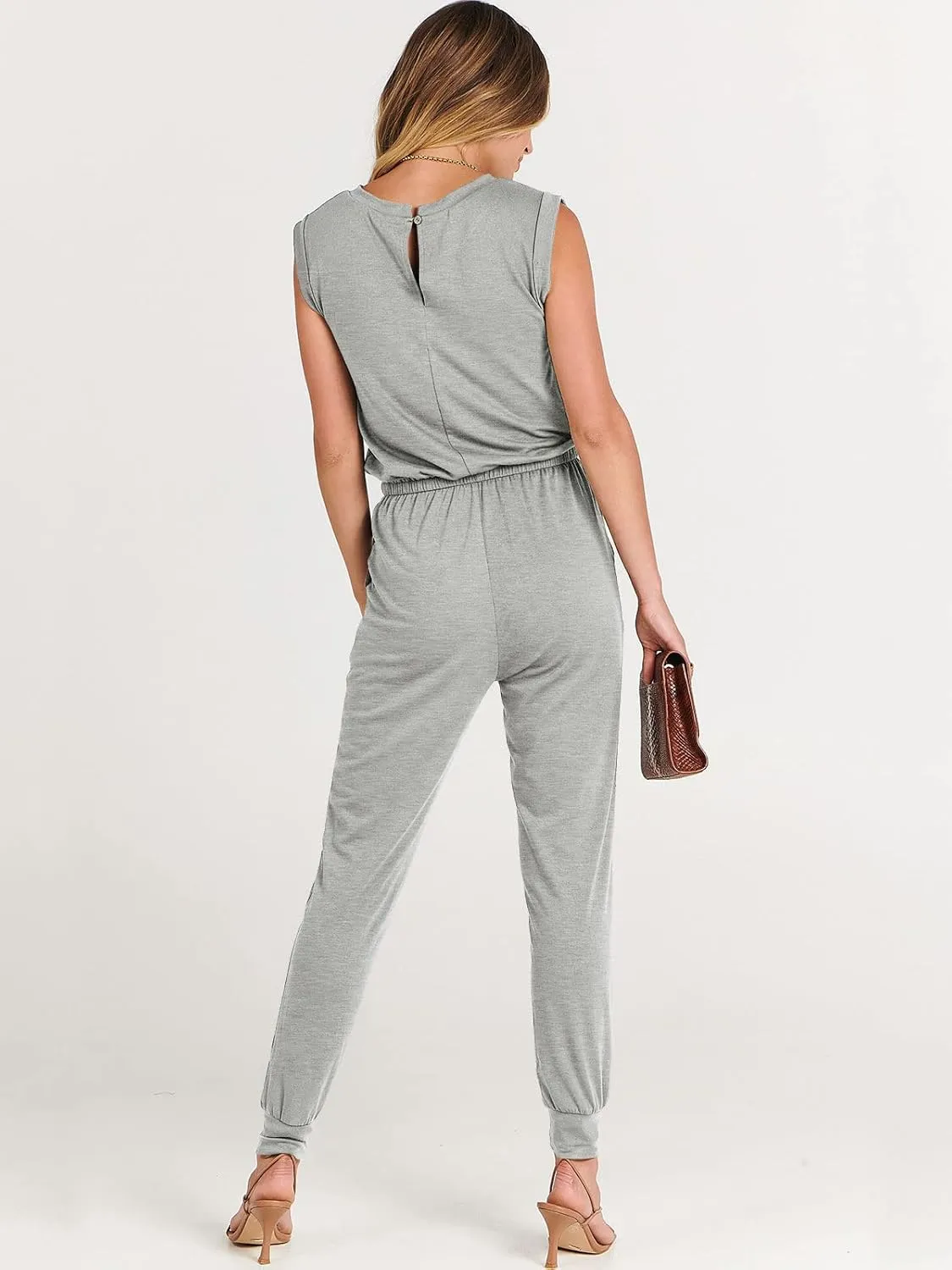 ANRABESS Women’s Summer Crewneck Sleeveless Casual Dressy Loose Stretchy Jumpsuits Rompers 2025 Trendy Outfits