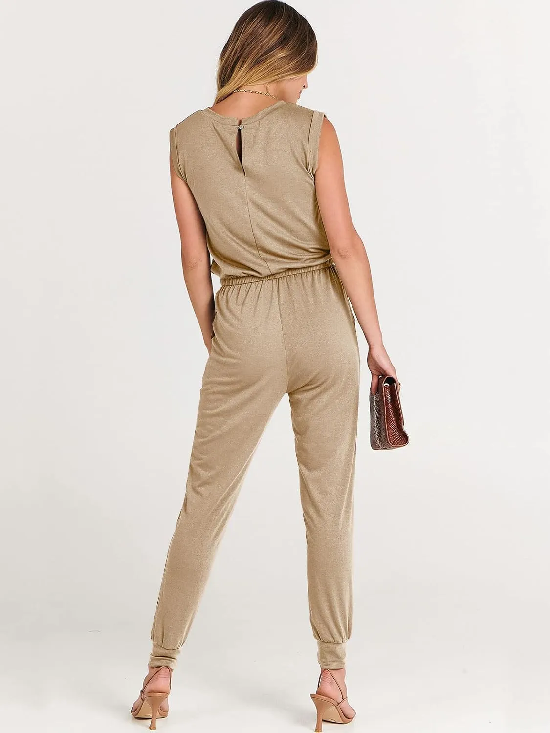 ANRABESS Women’s Summer Crewneck Sleeveless Casual Dressy Loose Stretchy Jumpsuits Rompers 2025 Trendy Outfits