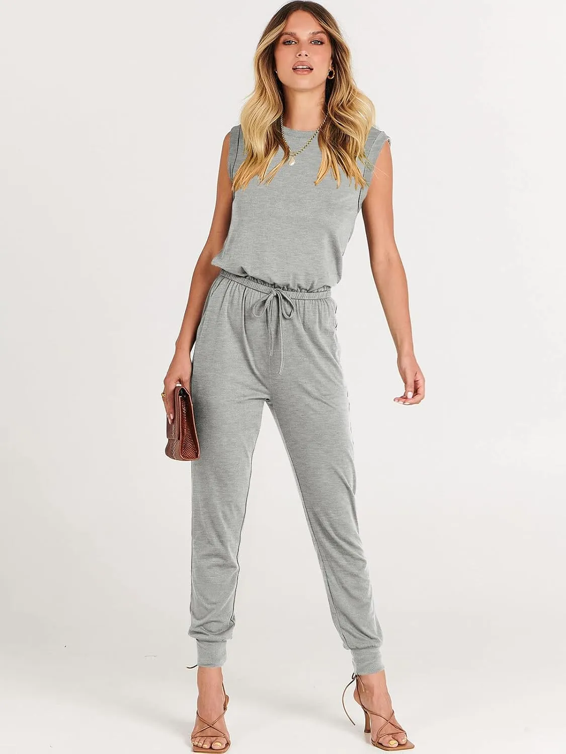 ANRABESS Women’s Summer Crewneck Sleeveless Casual Dressy Loose Stretchy Jumpsuits Rompers 2025 Trendy Outfits