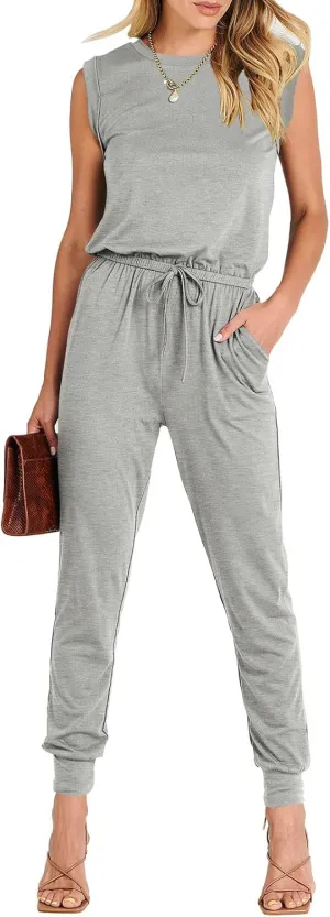 ANRABESS Women’s Summer Crewneck Sleeveless Casual Dressy Loose Stretchy Jumpsuits Rompers 2025 Trendy Outfits