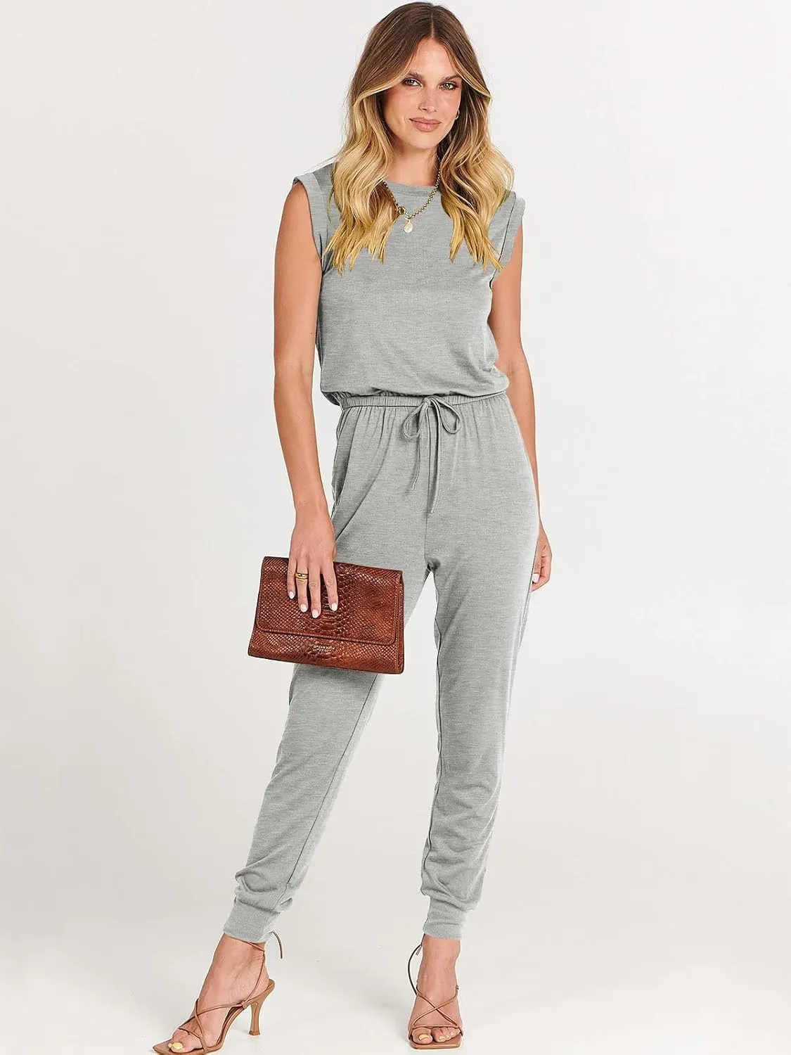 ANRABESS Women’s Summer Crewneck Sleeveless Casual Dressy Loose Stretchy Jumpsuits Rompers 2025 Trendy Outfits