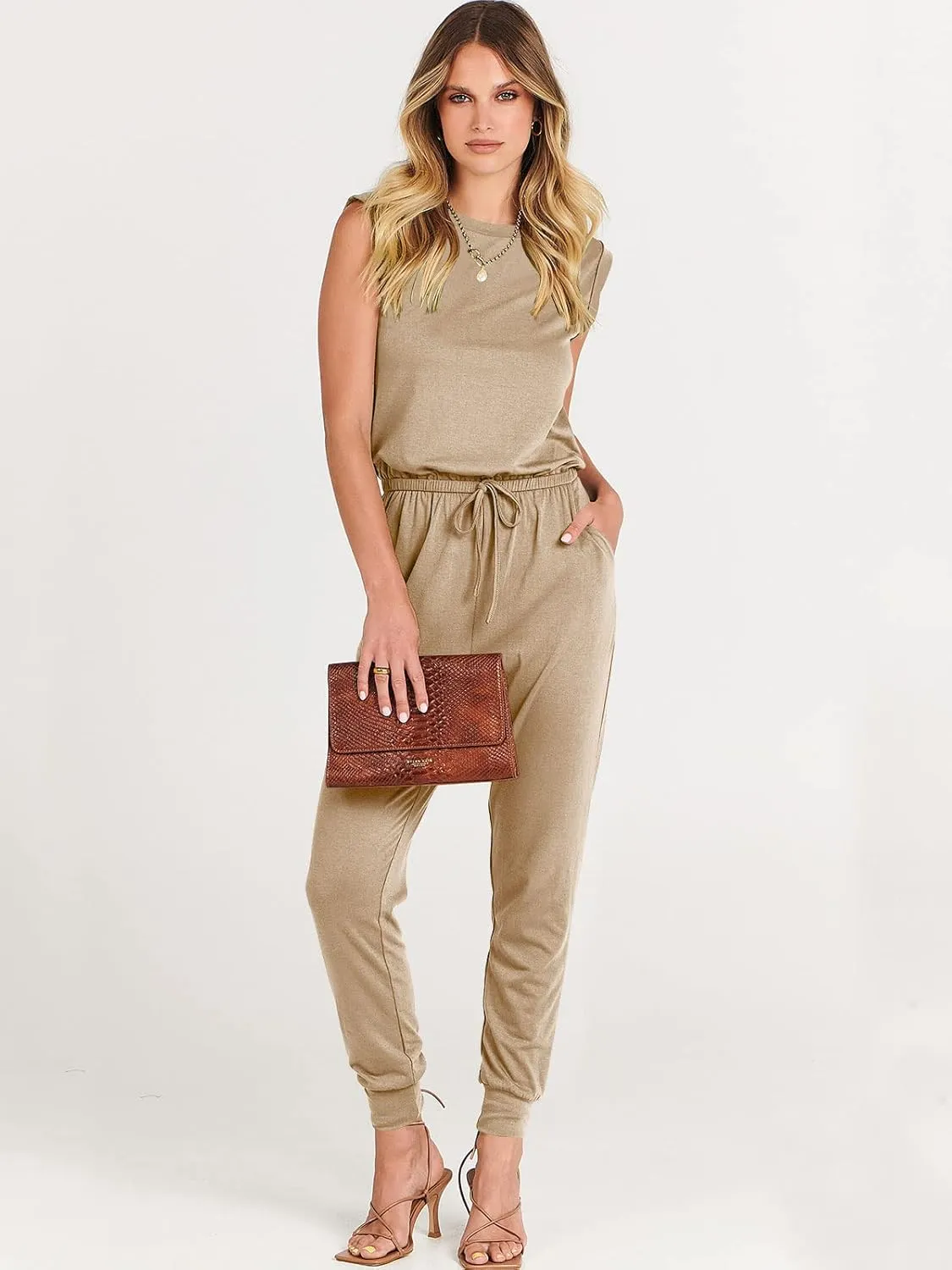 ANRABESS Women’s Summer Crewneck Sleeveless Casual Dressy Loose Stretchy Jumpsuits Rompers 2025 Trendy Outfits