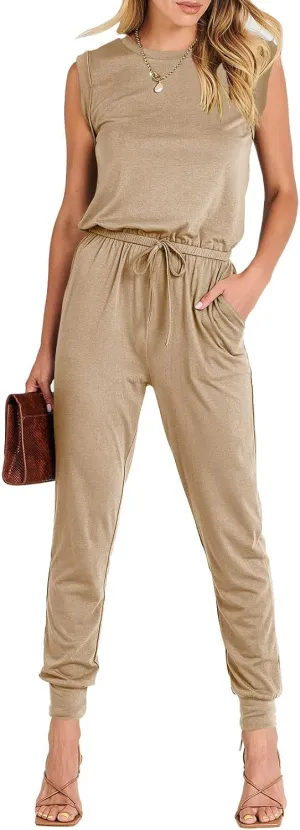 ANRABESS Women’s Summer Crewneck Sleeveless Casual Dressy Loose Stretchy Jumpsuits Rompers 2025 Trendy Outfits