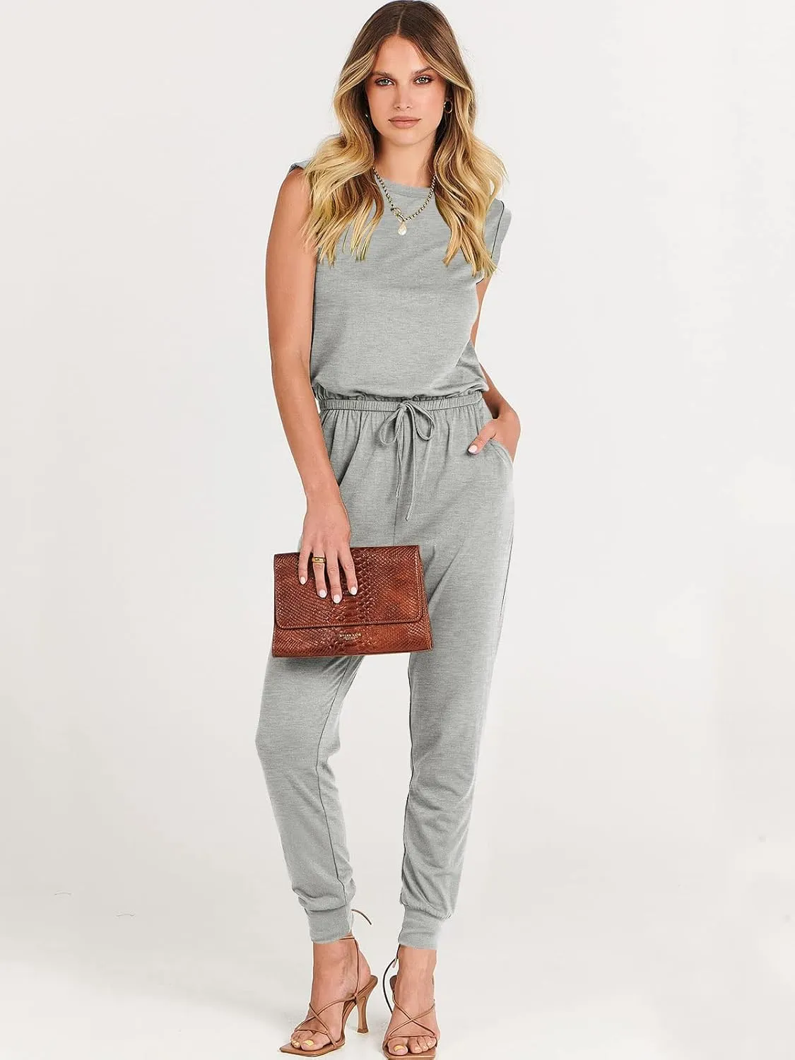 ANRABESS Women’s Summer Crewneck Sleeveless Casual Dressy Loose Stretchy Jumpsuits Rompers 2025 Trendy Outfits