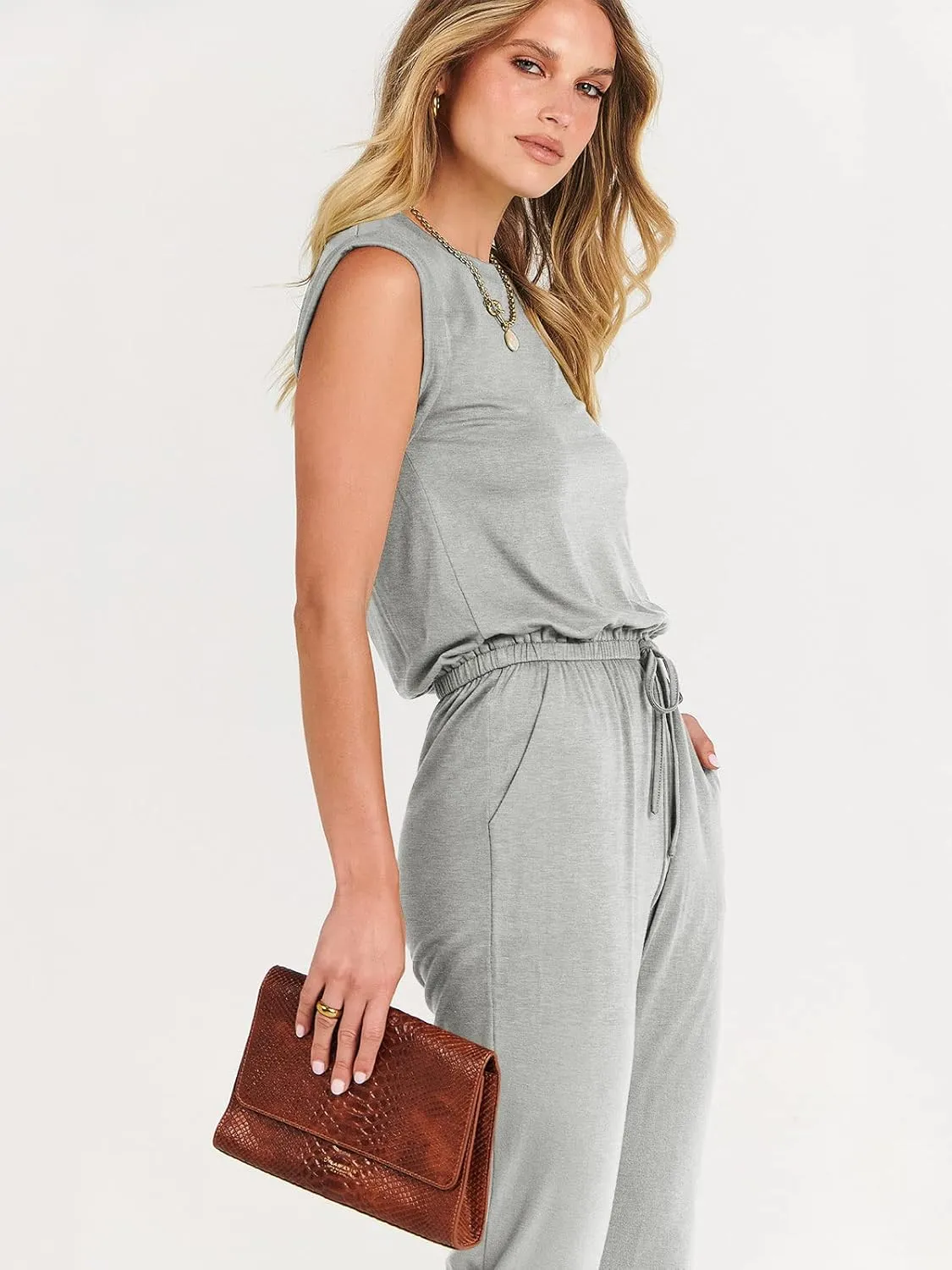 ANRABESS Women’s Summer Crewneck Sleeveless Casual Dressy Loose Stretchy Jumpsuits Rompers 2025 Trendy Outfits