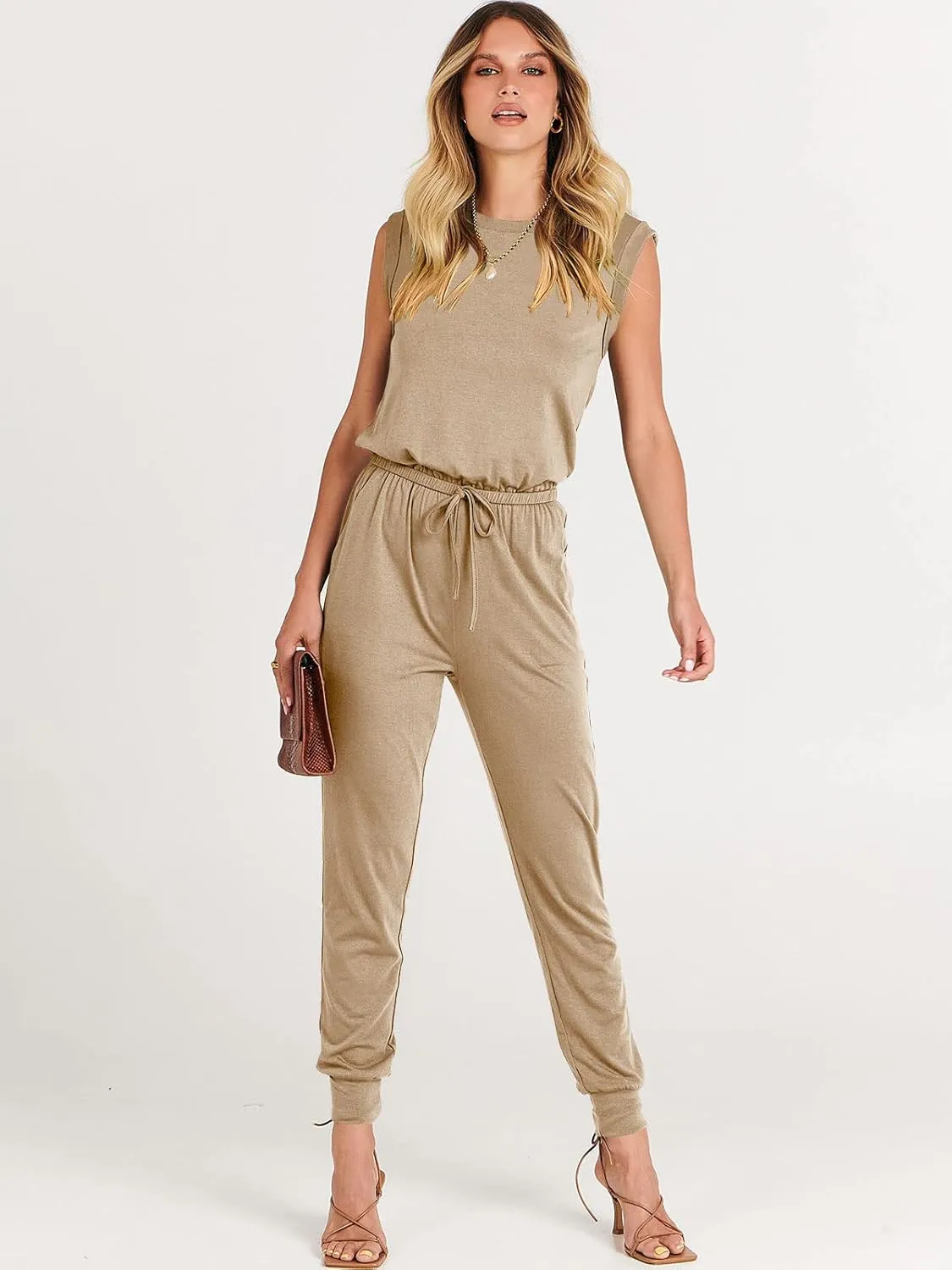 ANRABESS Women’s Summer Crewneck Sleeveless Casual Dressy Loose Stretchy Jumpsuits Rompers 2025 Trendy Outfits