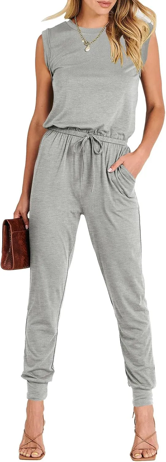 ANRABESS Women’s Summer Crewneck Sleeveless Casual Dressy Loose Stretchy Jumpsuits Rompers 2025 Trendy Outfits