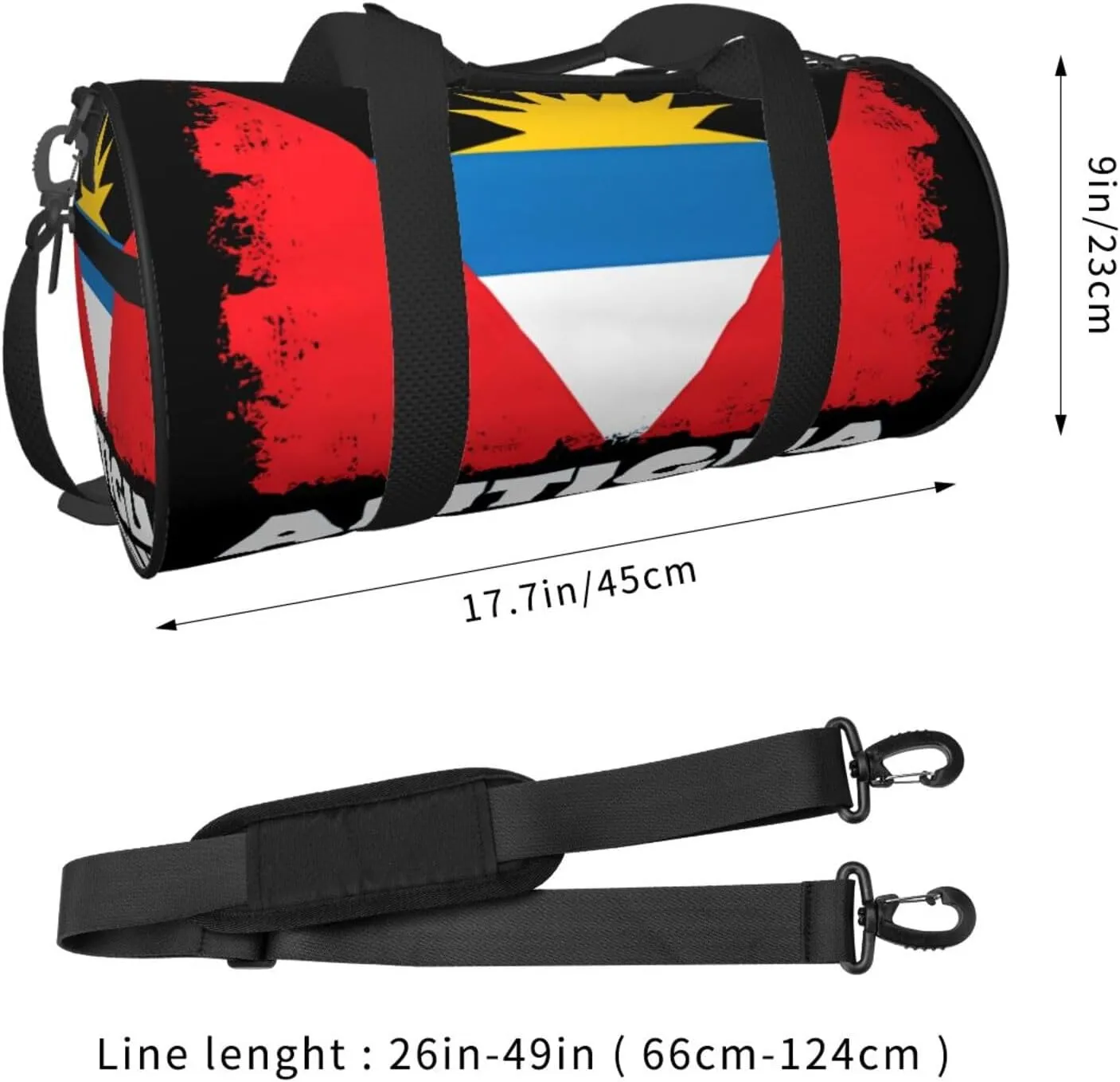 Antigua Barbuda Flag Round Travel Duffel Bag Large Capacity Gym Sports Bags for Hiking Vacation Trips
