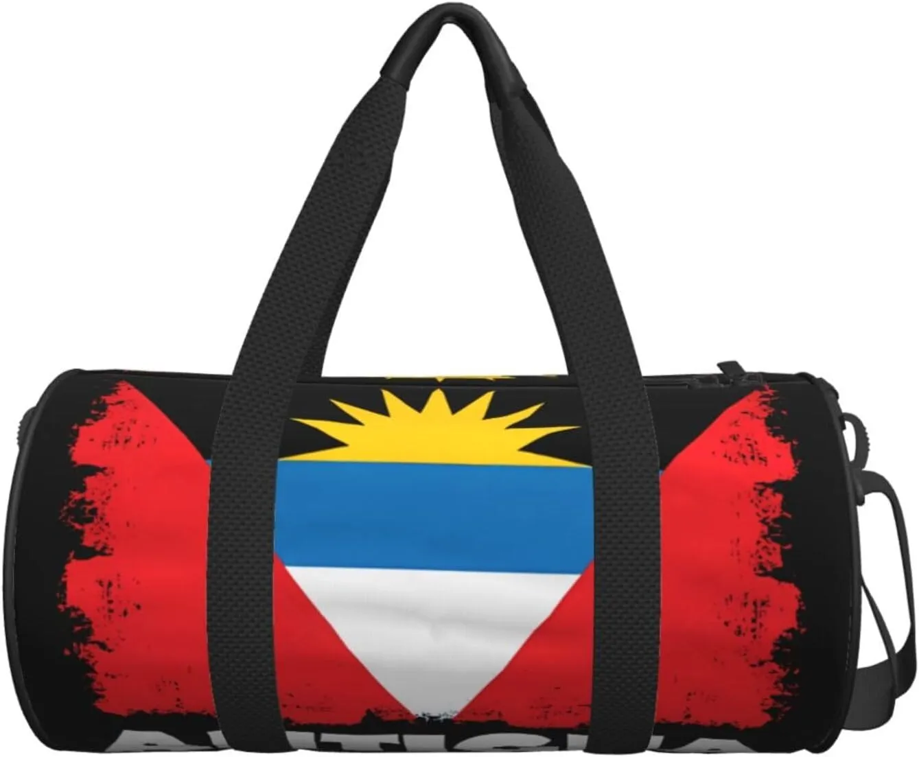 Antigua Barbuda Flag Round Travel Duffel Bag Large Capacity Gym Sports Bags for Hiking Vacation Trips