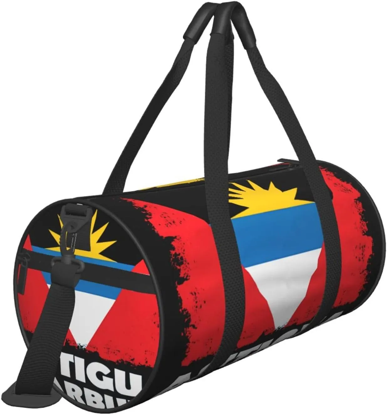 Antigua Barbuda Flag Round Travel Duffel Bag Large Capacity Gym Sports Bags for Hiking Vacation Trips