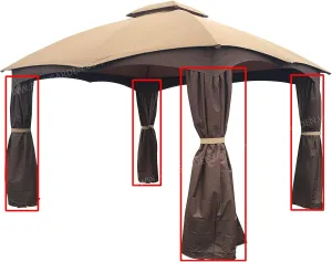 APEX GARDEN 4 Poles Brown Corner Curtain Set for Lowe's 10' x 12' Gazebo Model #GF-12S004BTO / GF-12S004B-1 (Corner Curtains Only) (Dark Brown)