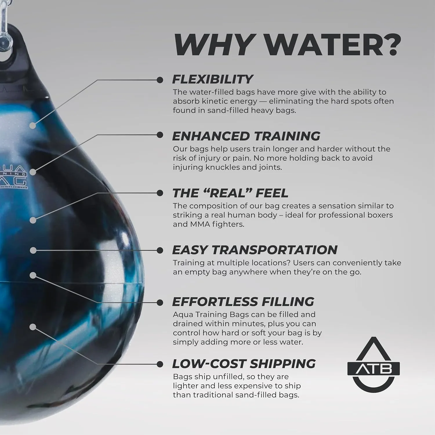 Aqua Training Bag 9" 15 Pound Head Hunter Slip Ball Hybrid Punching Bag