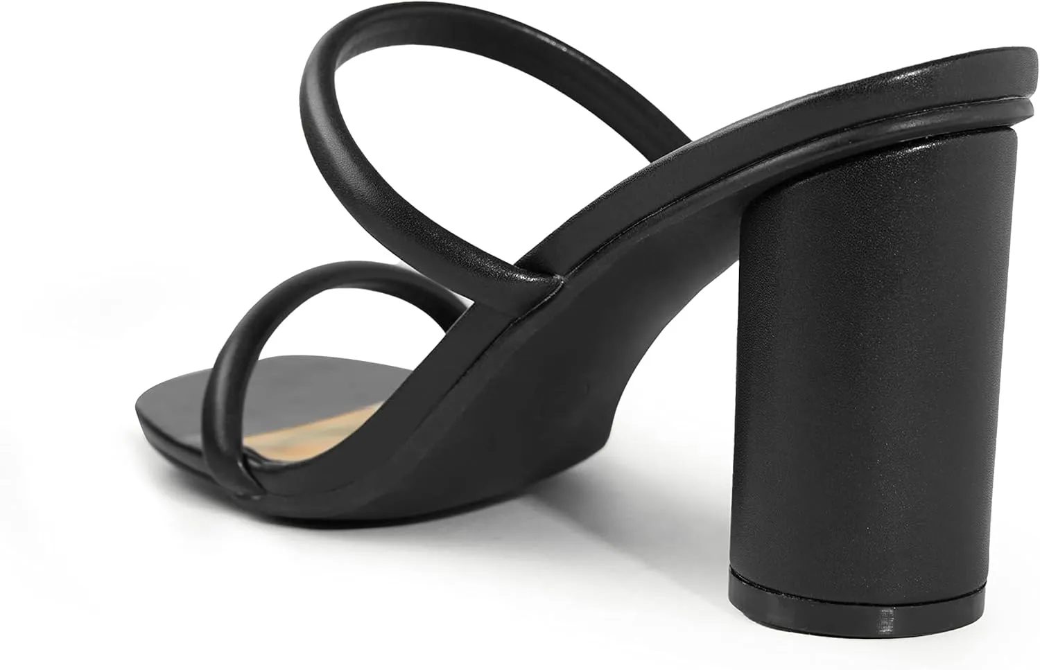 Arromic Women's Heeled Sandals Square Toe Two Strap Block Heels for Women Comfortable Strappy Heels Slip on Heeled Sandals for Women Dressy