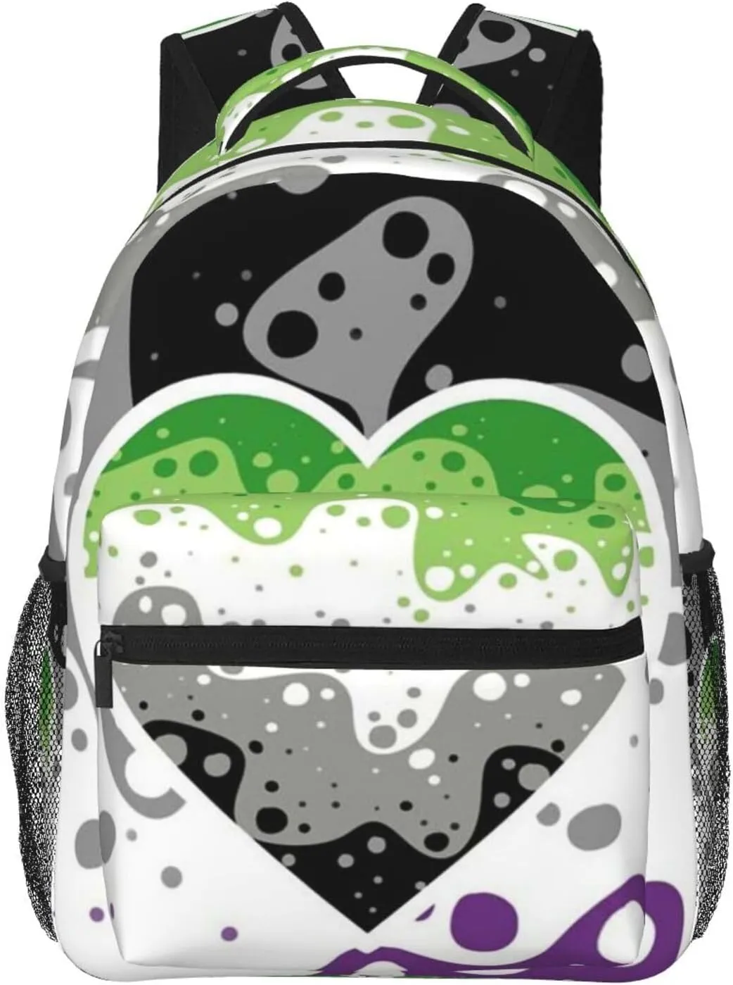 Asexual Aromantic Pride Backpack Double Shoulder Bag 15 Inch Laptop Bagpack for Hiking Work Camping Travel