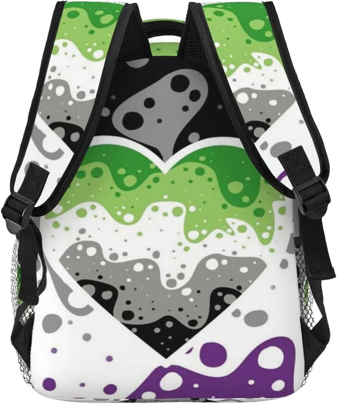 Asexual Aromantic Pride Backpack Double Shoulder Bag 15 Inch Laptop Bagpack for Hiking Work Camping Travel