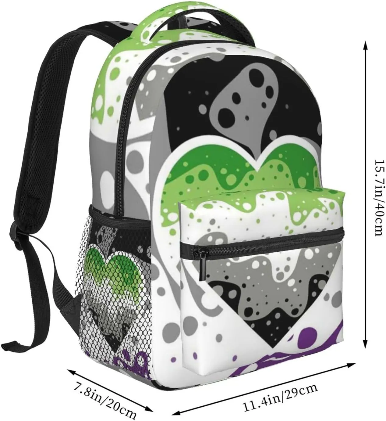 Asexual Aromantic Pride Backpack Double Shoulder Bag 15 Inch Laptop Bagpack for Hiking Work Camping Travel