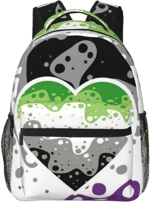 Asexual Aromantic Pride Backpack Double Shoulder Bag 15 Inch Laptop Bagpack for Hiking Work Camping Travel
