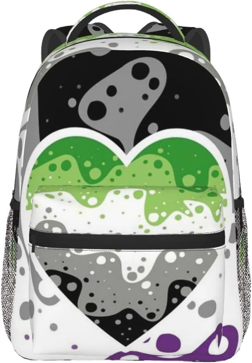Asexual Aromantic Pride Backpack Double Shoulder Bag 15 Inch Laptop Bagpack for Hiking Work Camping Travel