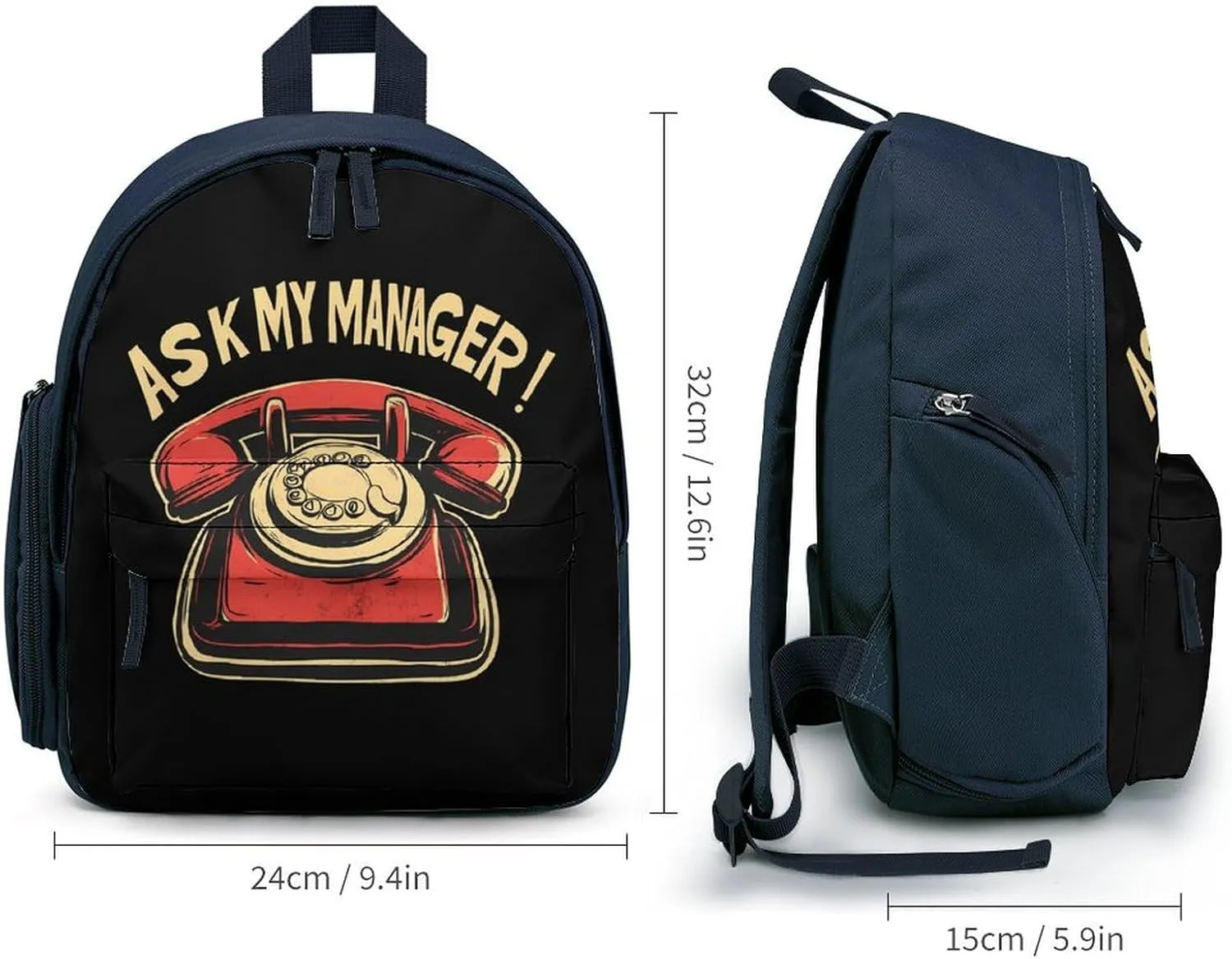 Ask My Manager Cute Backpack Basic Adjustable Bag Simple Small Daypack Camping Park Blue-style