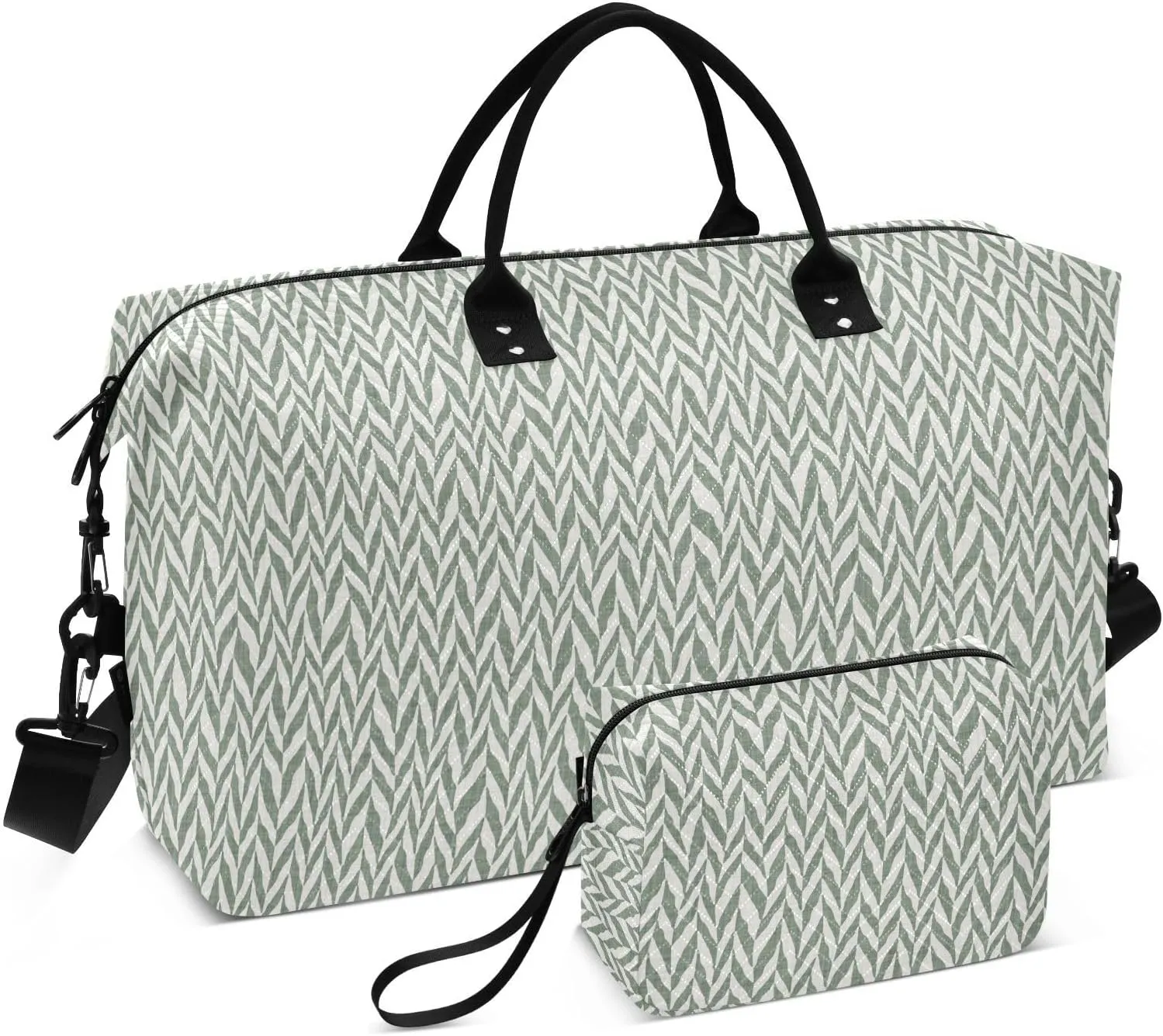 Aslsiy Travel Duffel Bags for Women Funky Wavy Chevron Strip Sports Duffel Bags Weekender Bags Gym Bag with Toiletry Bag Carry on Overnight Bag