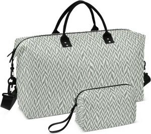 Aslsiy Travel Duffel Bags for Women Funky Wavy Chevron Strip Sports Duffel Bags Weekender Bags Gym Bag with Toiletry Bag Carry on Overnight Bag