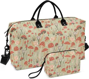 Aslsiy Travel Duffel Bags for Women Mushroom and Animals Sports Duffel Bag Snails Weekender Bags Gym Bag with Toiletry Bag Carry on Overnight Bag