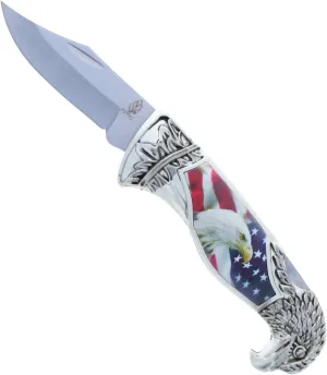 ASR Outdoor Patriotic Locking American Flag Pocket Knife Collectible, 8 Inch Gift Piece (2 Styles)