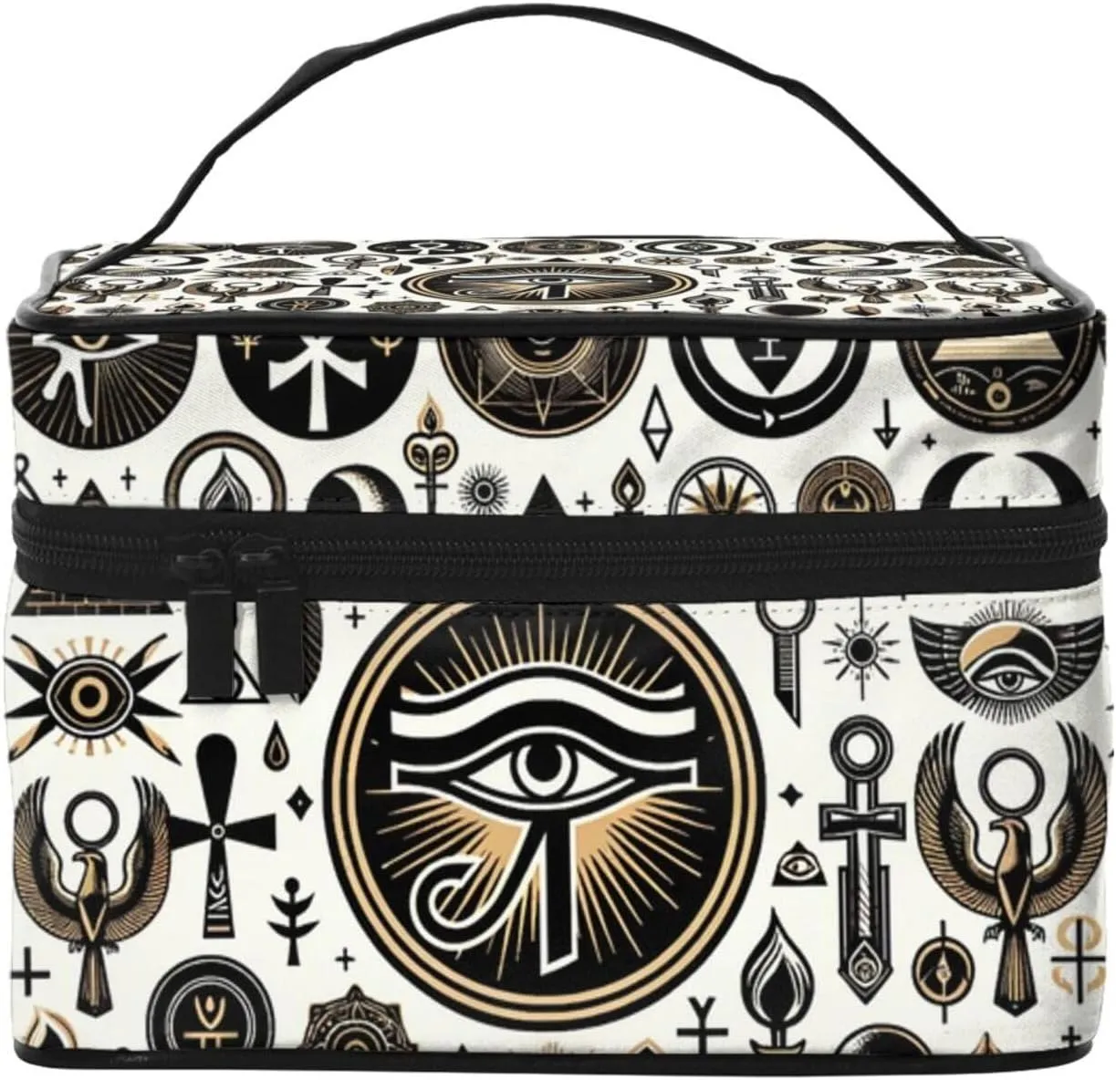 Augenstern Cosmetic Bag Organizer Horus-Eye-Ankh-Pyramid Travel Makeup Case Toiletry Bag With Handle