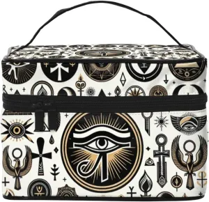 Augenstern Cosmetic Bag Organizer Horus-Eye-Ankh-Pyramid Travel Makeup Case Toiletry Bag With Handle