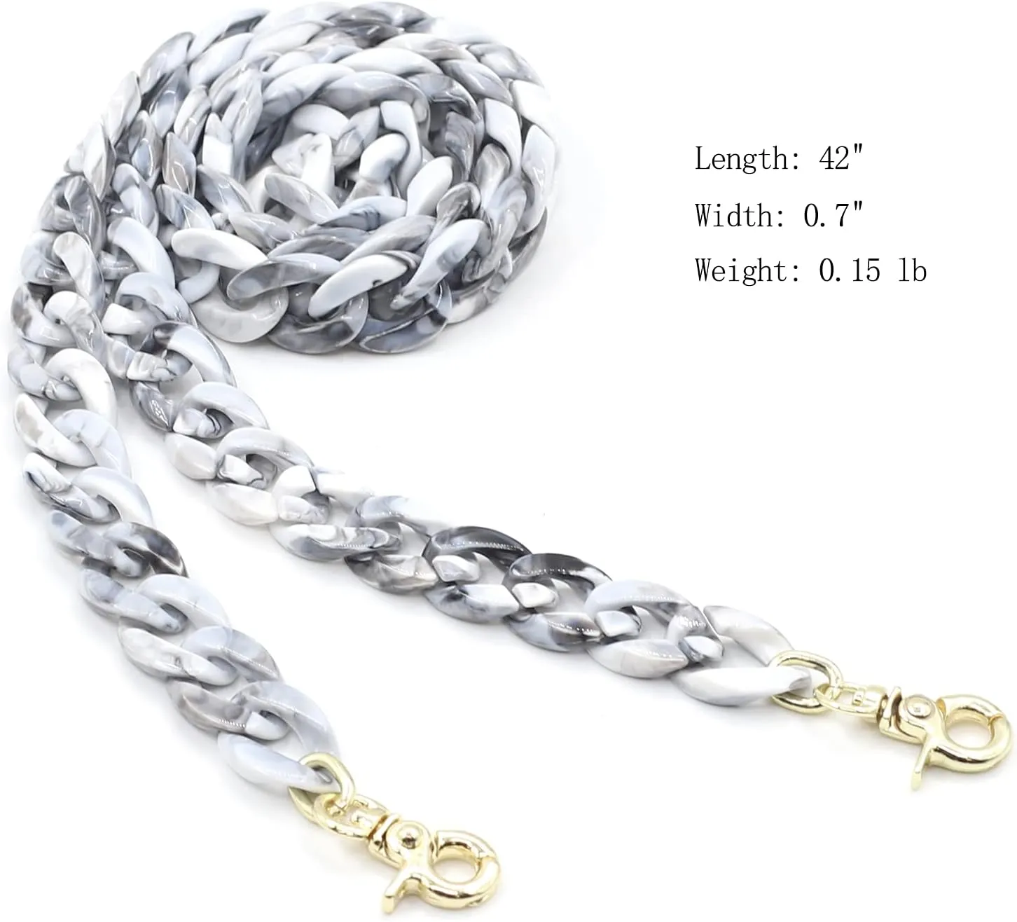 Aumey Clear White Black Brown Acrylic Chain Clutch Purse Strap Handles Bag Handbag Purse Replacement Chains 40 Inches