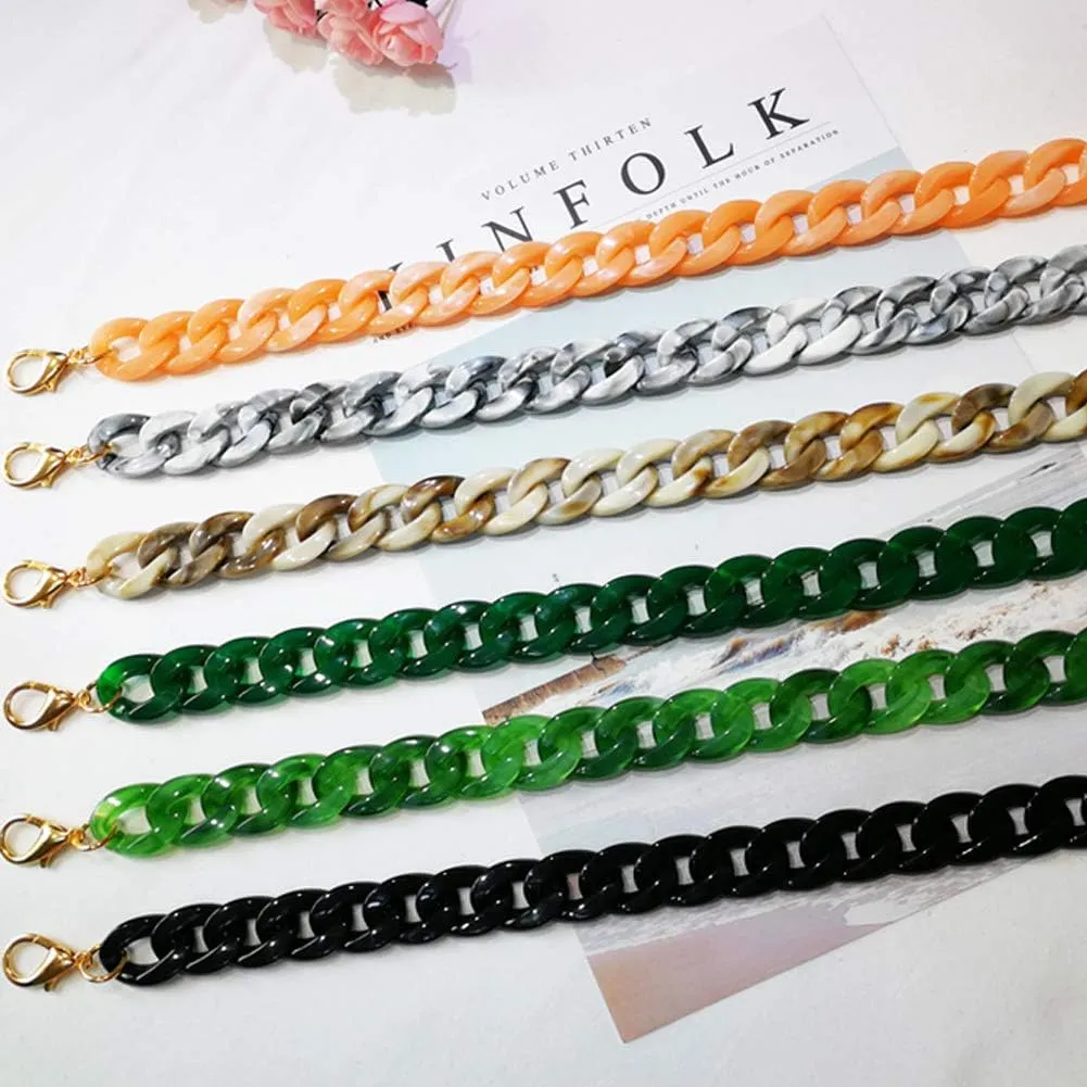 Aumey Clear White Black Brown Acrylic Chain Clutch Purse Strap Handles Bag Handbag Purse Replacement Chains 40 Inches